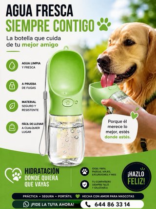 Botella Agua Portátil Perros 350ml .