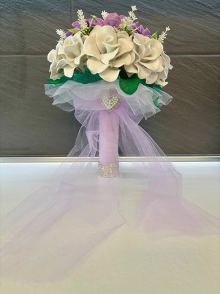 Bouquet rose in gomma crepla glitter