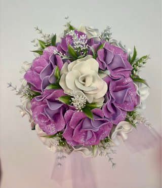 Bouquet rose in gomma crepla glitter