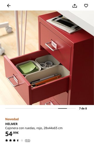 Cajonera Metálica Roja Ikea