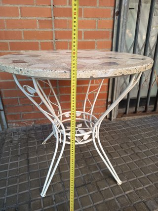 Mesa Terraza Balcón Piedra y Metal