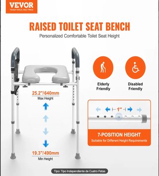 VEVOR Asiento Elevador para Inodoro Ajustable Alto