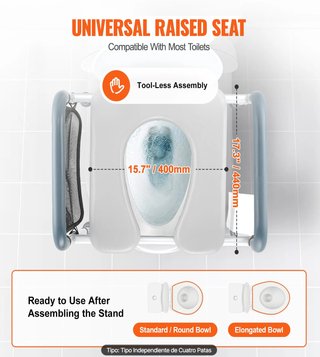 VEVOR Asiento Elevador para Inodoro Ajustable Alto