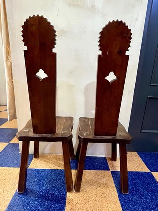 2 Sillas Rústicas Madera Maciza Tallada