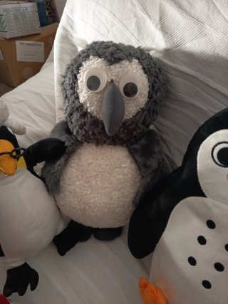 Lote 4 peluches pájaros grandes.