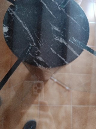 Mesa comedor cristal y base mármol negro
