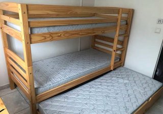 Cama litera 3 plazas madera maciza