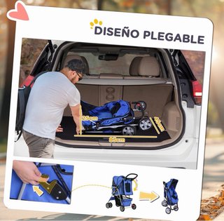 Carrito para mascotas azul