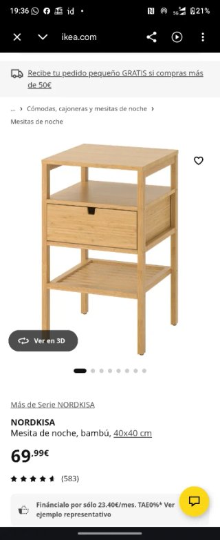 2 Mesitas de Noche Ikea Nordkisa Bambú