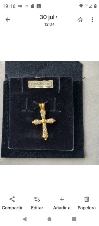 Cruz Chapada Oro con Piedras