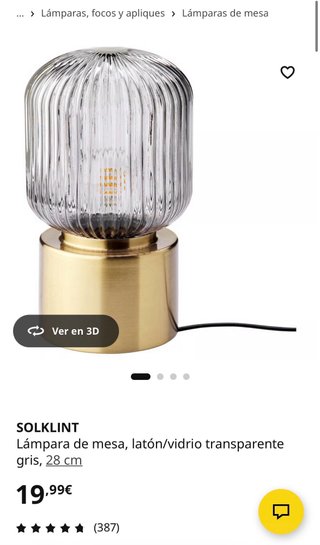 Lámpara de mesa SOLKLINT de IKEA – Cristal ahumado