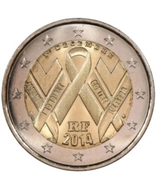 MONEDA CONMEMORATIVA 2€ FRANCIA 2014. SIDA
