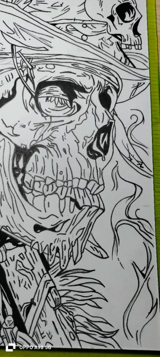 Dibujo a mano calavera papel
