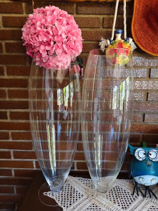 2 Jarrones Copa Cristal Transparentes
