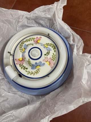 Lámpara Techo Cocina Cerámica Azul 36cm diámetro