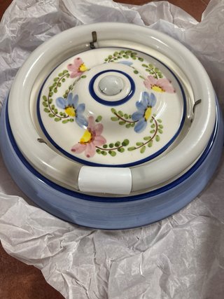 Lámpara Techo Cocina Cerámica Azul 36cm diámetro