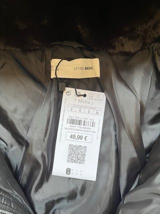 Abrigo acolchado Sfera capucha cinturón negro S