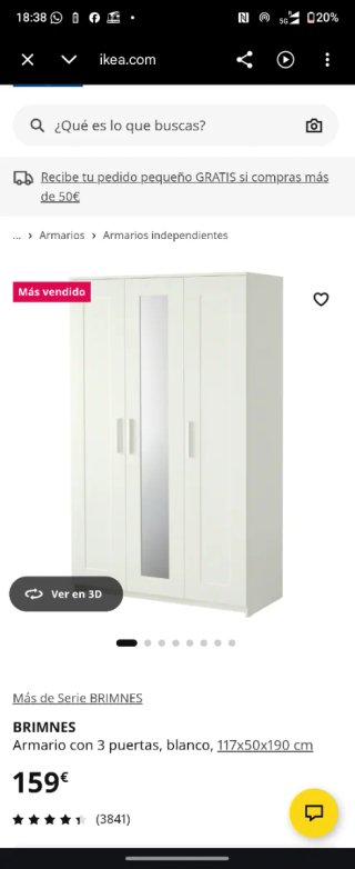 Armario 3 puertas Ikea Brimnes Blanco