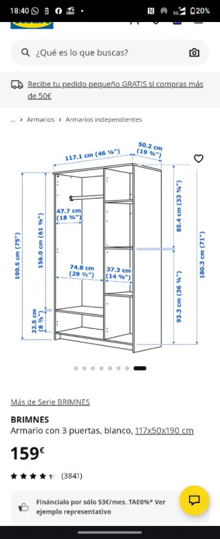 Armario 3 puertas Ikea Brimnes Blanco