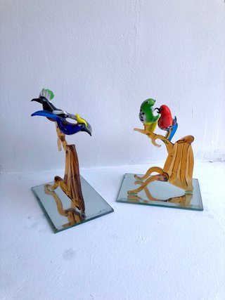 Parejas de pájaros de cristal