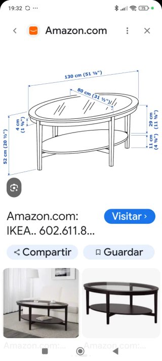 Mesa de centro ovalada cristal y metal