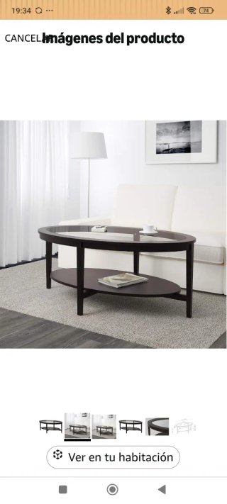 Mesa de centro ovalada cristal y metal