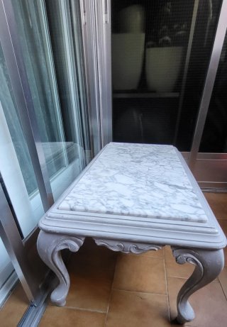 Mesa Centro Mármol Gris y Blanco