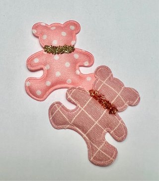 2 Apliques Ursinhos Rosa Glitter