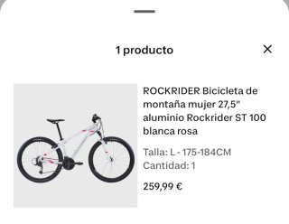 Bicicleta Rockrider Blanca y Rosa.