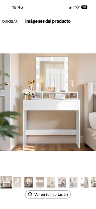Tocador de maquillaje blanco