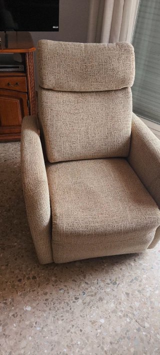 2 Sillones Reclinables Tela Beige/Gris