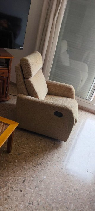 2 Sillones Reclinables Tela Beige/Gris