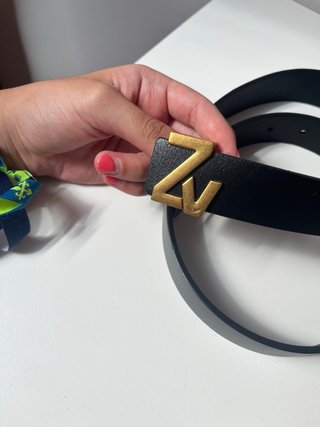 Cinturón Zadig & Voltaire Negro con Hebilla Dorada