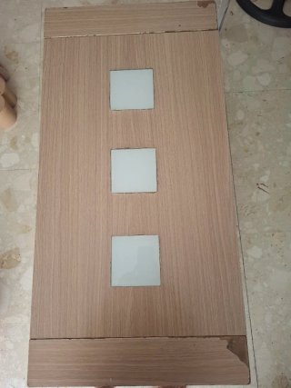 Mesa centro elevable madera y cristal