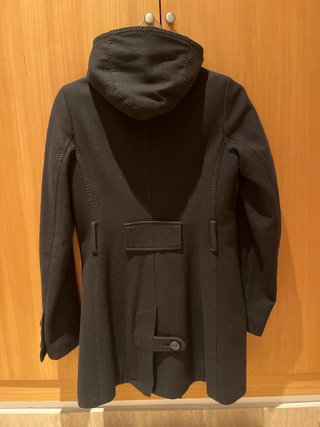 Abrigo paño negro Zara capucha