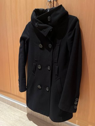 Abrigo paño negro Zara capucha