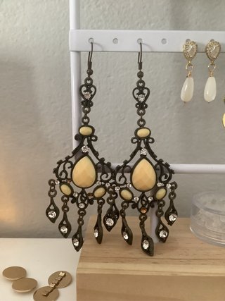Pendientes largos estilo vintage con cristales