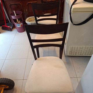 4 Sillas Beige/Marrón Tapizadas Madera