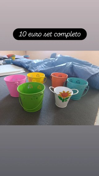 Set 6 Porta Piantine Metallo Colorate
