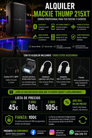 Alquiler Mackie Thump 215XT - Sonido Profesional