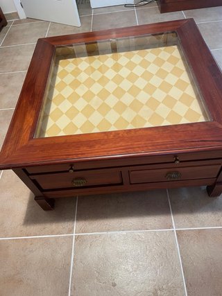 Mesa de centro cuadrada de madera y cristal