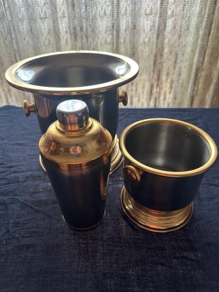 Set Champañera, Coctelera y Cubitera Metálicos