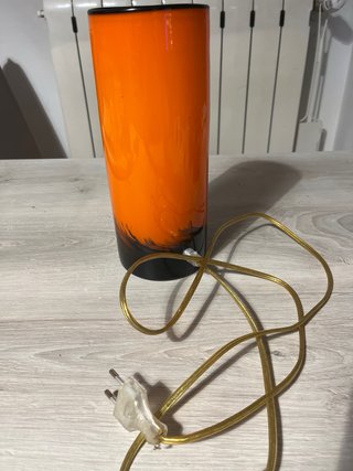 Lampada Cilindro Vetro Vintage Arancio Nero
