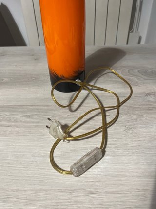 Lampada Cilindro Vetro Vintage Arancio Nero