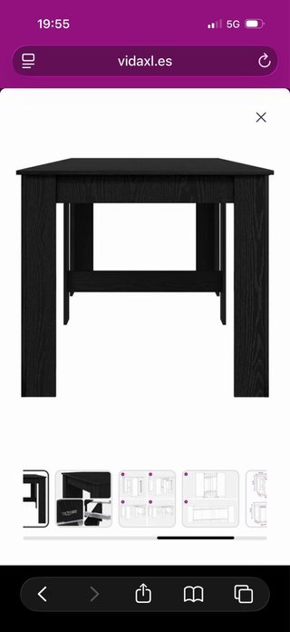 Mesa extensible negra 240x85x75cm