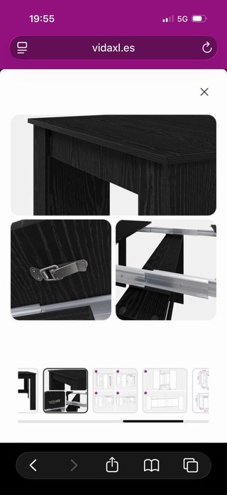 Mesa extensible negra 240x85x75cm