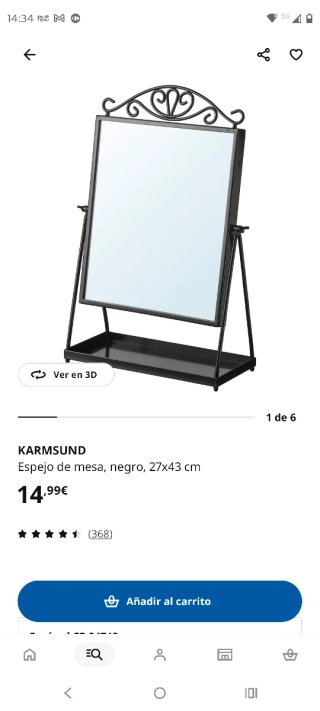 Espejo de mesa negro Ikea