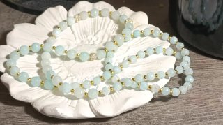 Collana Acquamarina e Giada Celeste Zircon