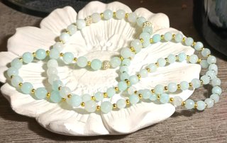 Collana Acquamarina e Giada Celeste Zircon
