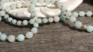 Collana Acquamarina e Giada Celeste Zircon